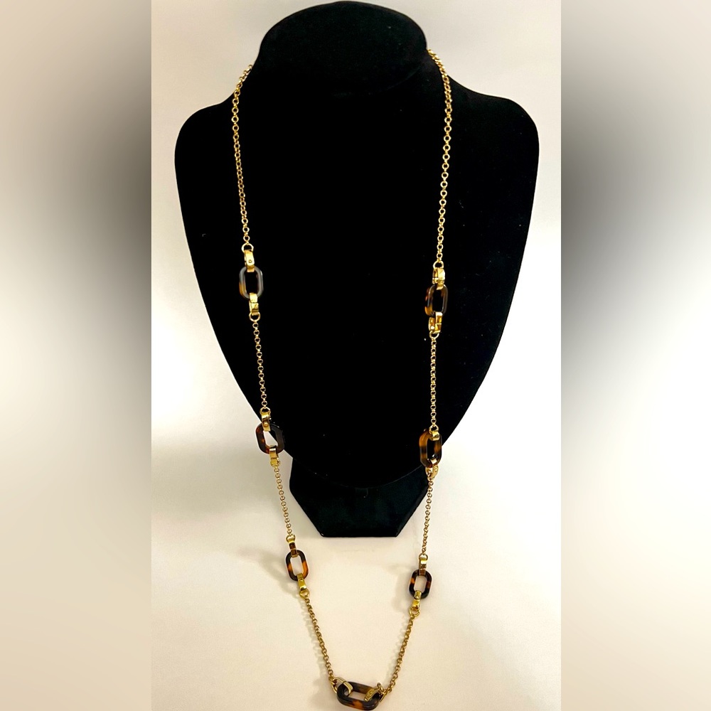 Gold tone with brown stone necklace